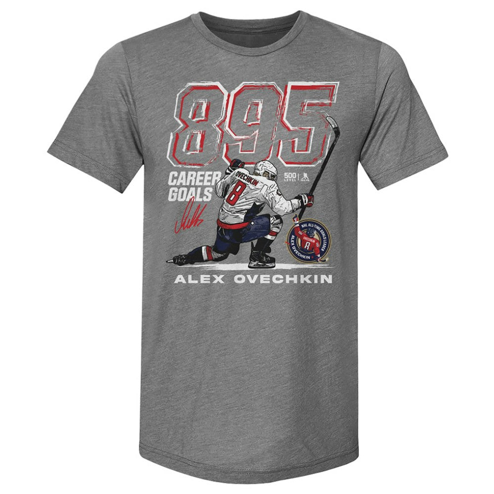 Alexander Ovechkin Washington Capitals 500 Level NHL All-Time Leading Goal Scorer Tri-Blend Grunge T-Shirt - Gray | US 203089728