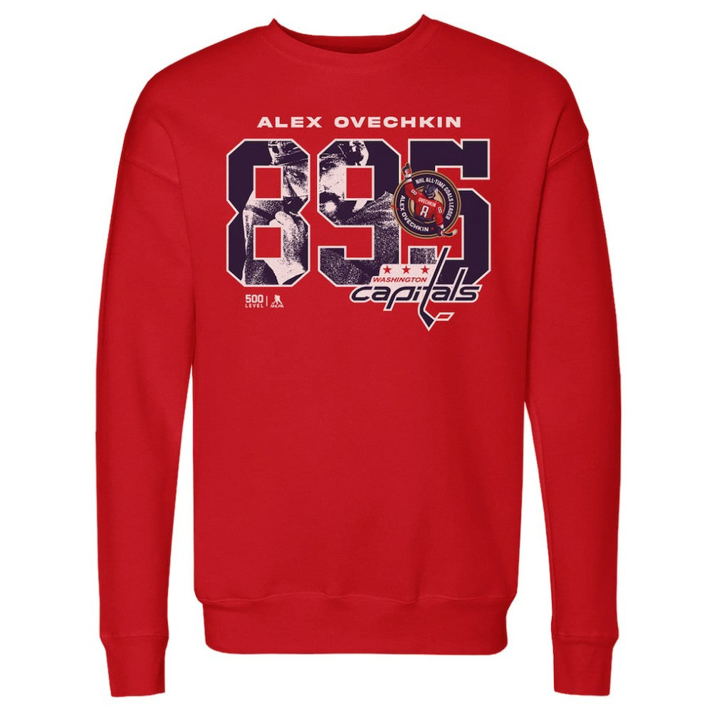 Alexander Ovechkin Washington Capitals 500 Level NHL All-Time Leading Goal Scorer Overlay Pullover Sweatshirt - Red | US 203089743