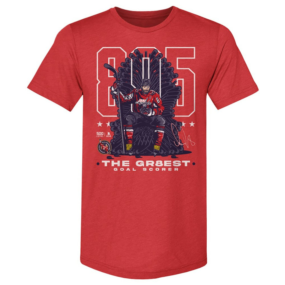 Alexander Ovechkin Washington Capitals 500 Level NHL All-Time Leading Goal Scorer Tri-Blend Throne T-Shirt - Red | US 203089749