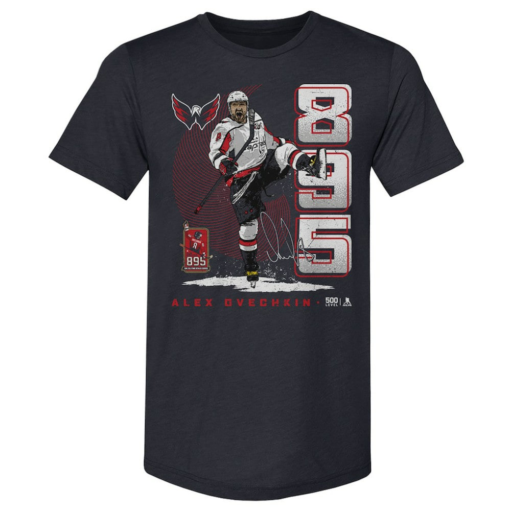 Alexander Ovechkin Washington Capitals 500 Level NHL All-Time Leading Goal Scorer Tri-Blend Vertical T-Shirt - Navy | US 203089760