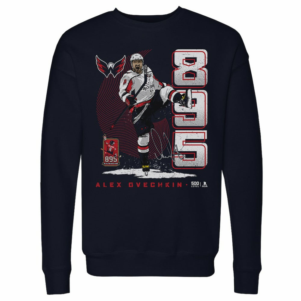Alexander Ovechkin Washington Capitals 500 Level NHL All-Time Leading Goal Scorer Vertical Pullover Sweatshirt - Navy | US 203089761