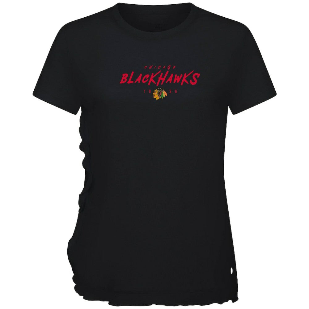 Chicago Blackhawks Levelwear Women's Airflow Scratched T-Shirt - Black | US 203091800