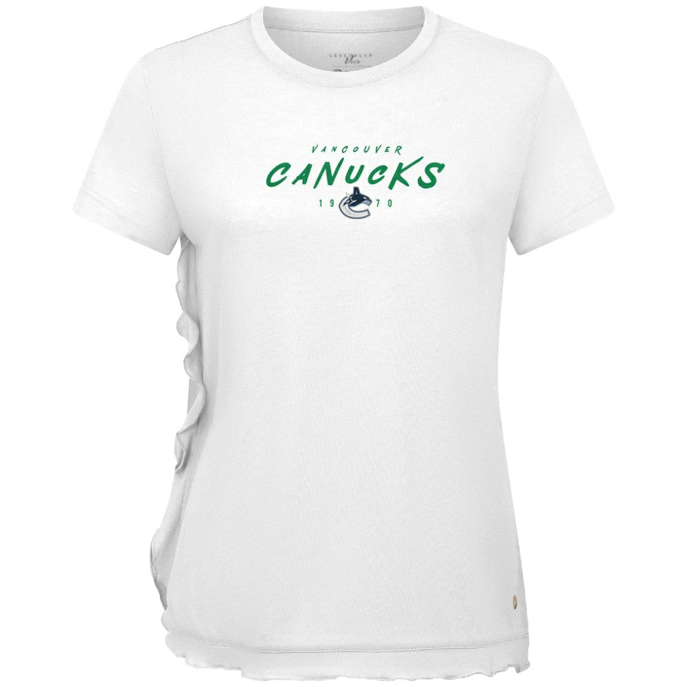 Vancouver Canucks Levelwear Women's Airflow Scratched T-Shirt - White | US 203091817