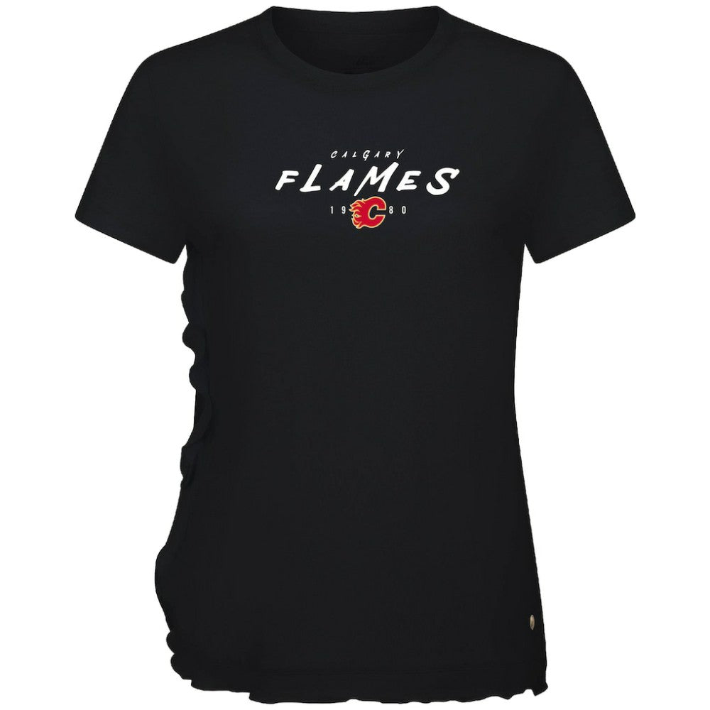 Calgary Flames Levelwear Women's Airflow Scratched T-Shirt - Black | US 203091821