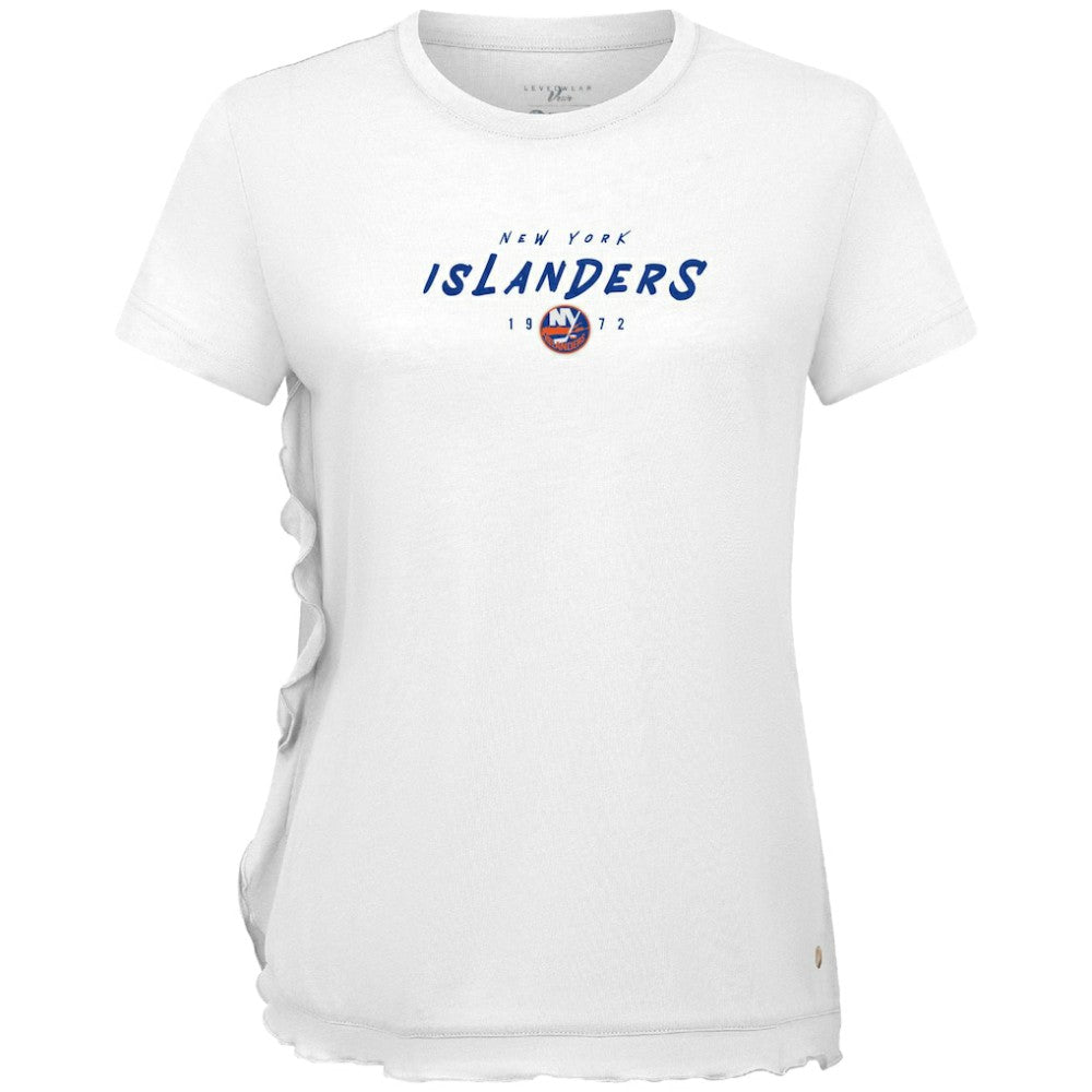 New York Islanders Levelwear Women's Airflow Scratched T-Shirt - White | US 203091824