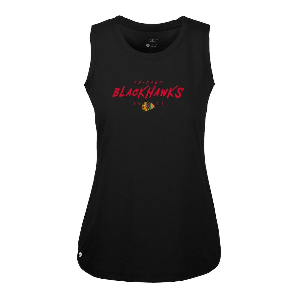 Chicago Blackhawks Levelwear Women's Macy Scratched Tank Top - Black | US 203091898