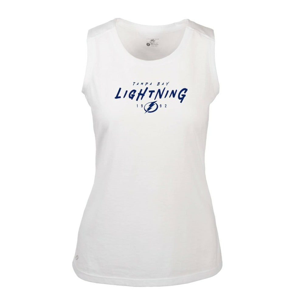 Tampa Bay Lightning Levelwear Women's Macy Scratched Tank Top - White | US 203091914