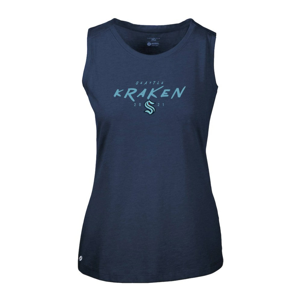Seattle Kraken Levelwear Women's Macy Scratched Tank Top - Deep Sea Blue | US 203091926