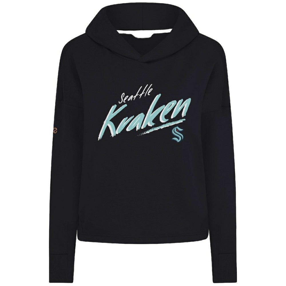 Seattle Kraken Levelwear Women's Sweet Sizzle Tri-Blend Cropped Pullover Hoodie - Black | US 203092215