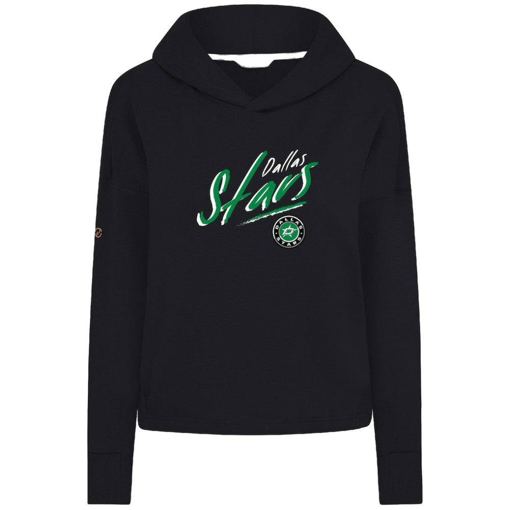 Dallas Stars Levelwear Women's Sweet Sizzle Tri-Blend Cropped Pullover Hoodie - Black | US 203092224