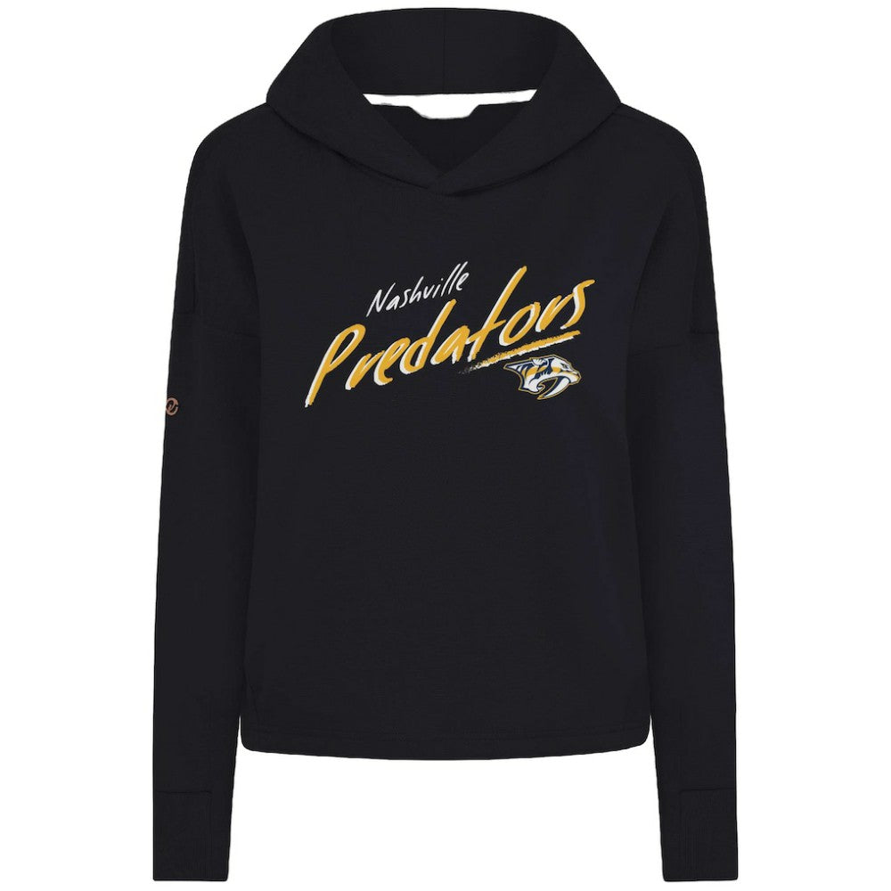 Nashville Predators Levelwear Women's Sweet Sizzle Tri-Blend Cropped Pullover Hoodie - Black | US 203092231
