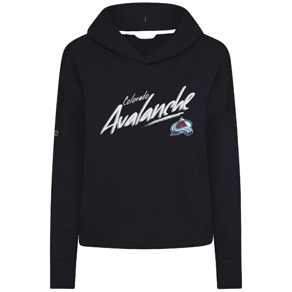 Colorado Avalanche Levelwear Women's Sweet Sizzle Tri-Blend Cropped Pullover Hoodie - Black | US 203092235