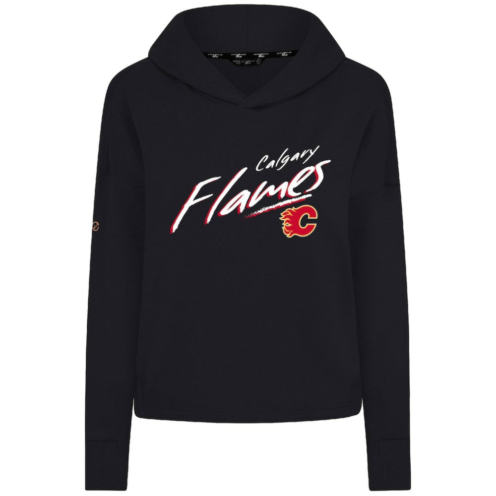 Calgary Flames Levelwear Women's Sweet Sizzle Tri-Blend Cropped Pullover Hoodie - Black | US 203092239