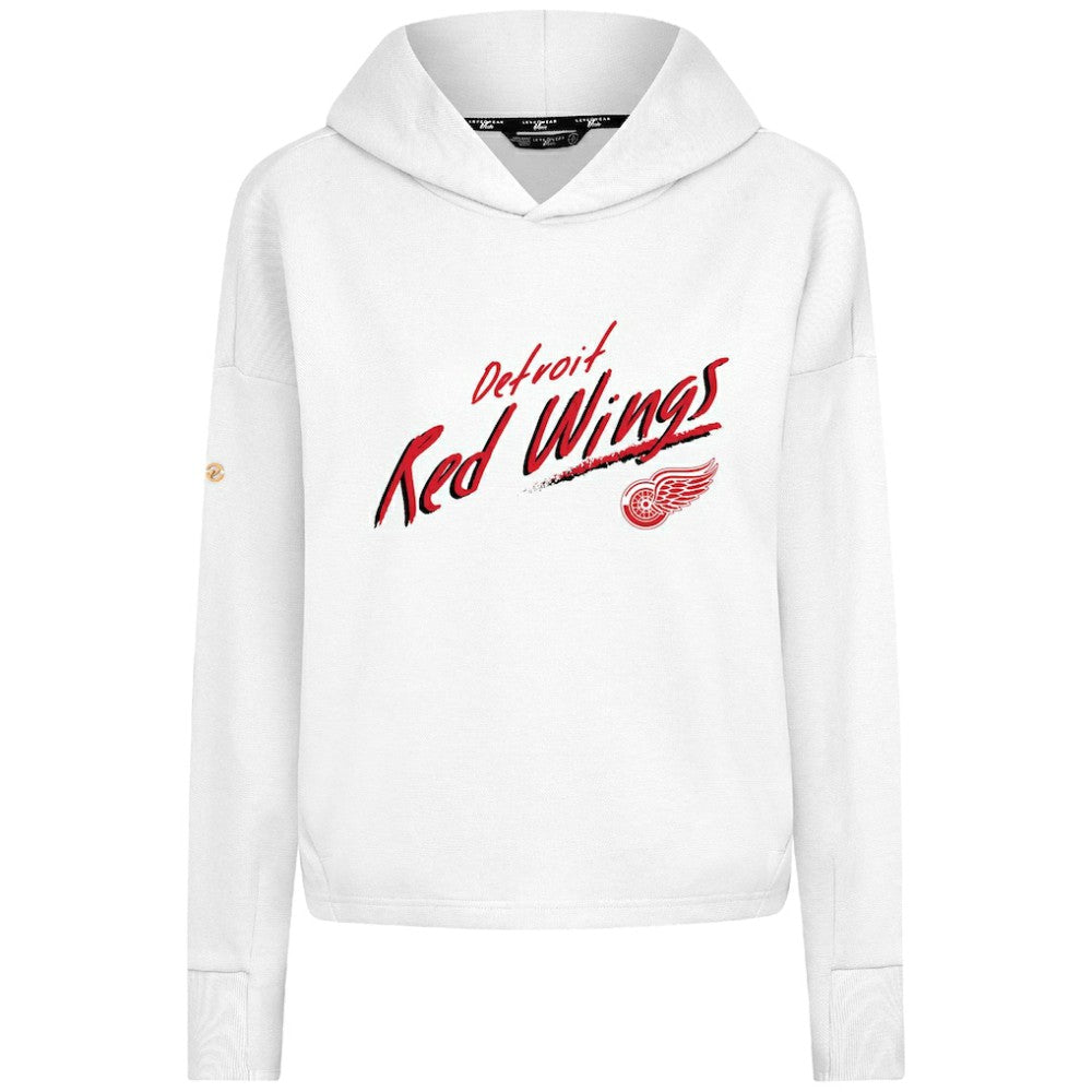 Detroit Red Wings Levelwear Women's Sweet Sizzle Tri-Blend Cropped Pullover Hoodie - White | US 203092241