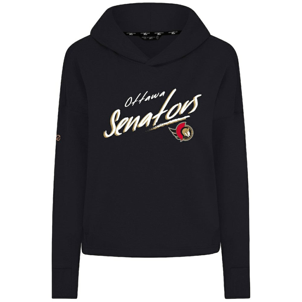 Ottawa Senators Levelwear Women's Sweet Sizzle Tri-Blend Cropped Pullover Hoodie - Black | US 203092247