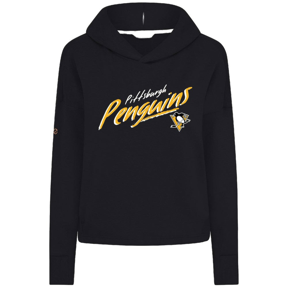 Pittsburgh Penguins Levelwear Women's Sweet Sizzle Tri-Blend Cropped Pullover Hoodie - Black | US 203092252