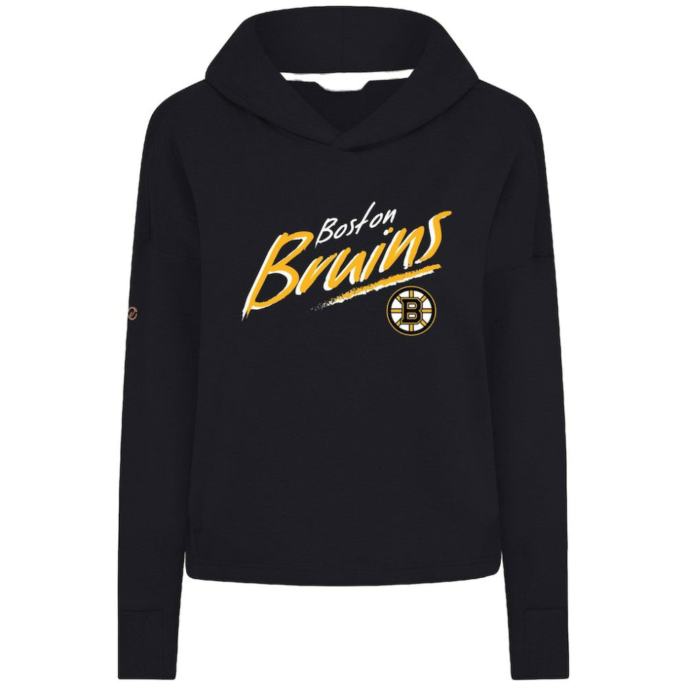 Boston Bruins Levelwear Women's Sweet Sizzle Tri-Blend Cropped Pullover Hoodie - Black | US 203092254