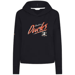 Anaheim Ducks Levelwear Women's Sweet Sizzle Tri-Blend Cropped Pullover Hoodie - Black | US 203092255