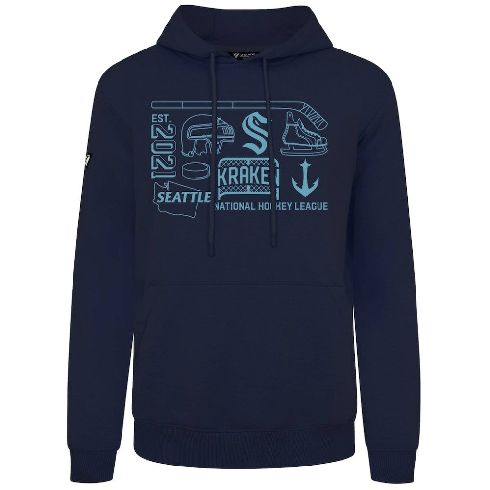 Seattle Kraken Levelwear Podium Campaign Pullover Hoodie - Deep Sea Blue | US 203092398