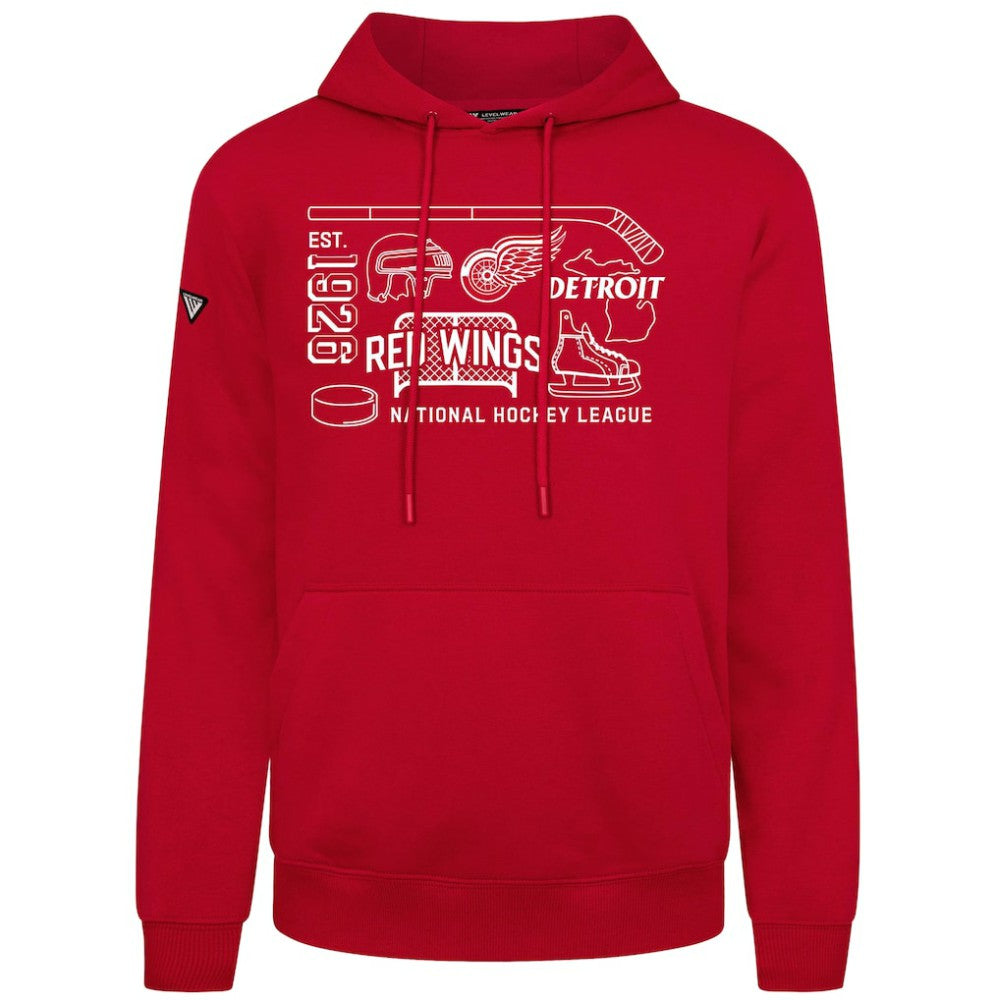 Detroit Red Wings Levelwear Podium Campaign Pullover Hoodie - Red | US 203092432