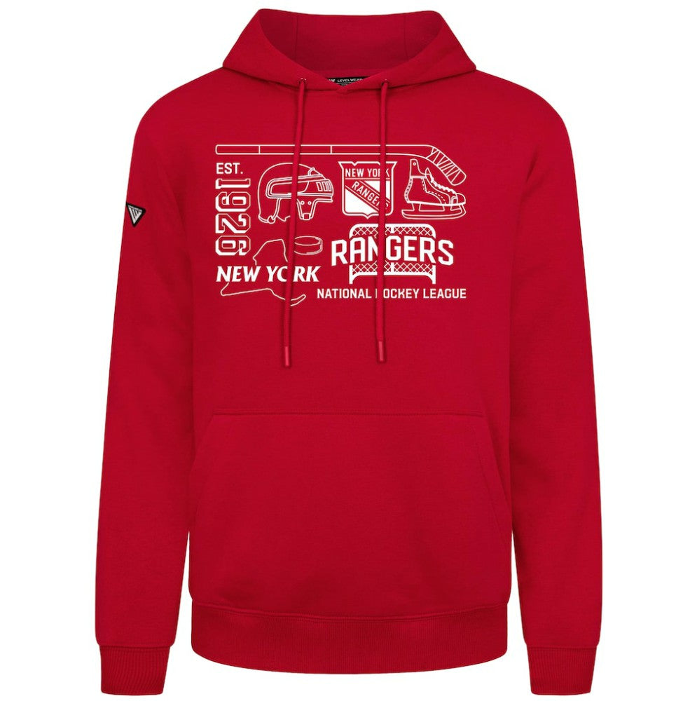 New York Rangers Levelwear Podium Campaign Pullover Hoodie - Red | US 203092435