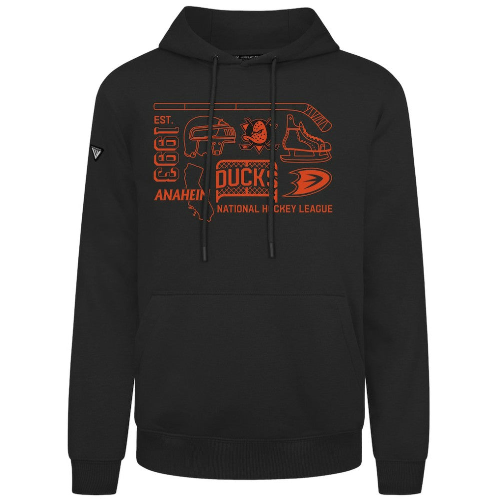 Anaheim Ducks Levelwear Podium Campaign Pullover Hoodie - Black | US 203092448