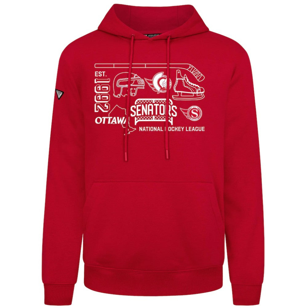 Ottawa Senators Levelwear Podium Campaign Pullover Hoodie - Red | US 203092453