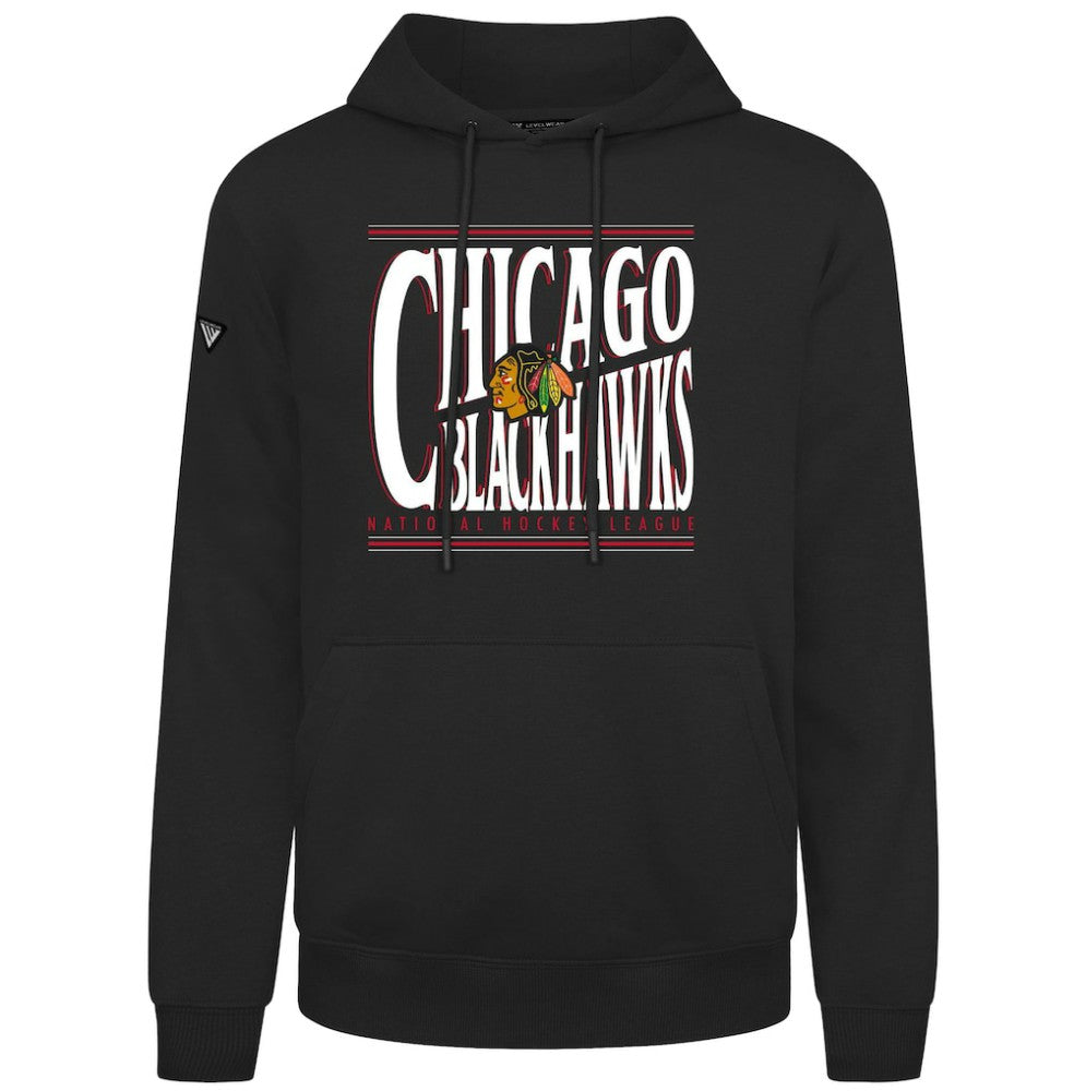 Chicago Blackhawks Levelwear Podium Powerhouse Pullover Hoodie - Black | US 203092553