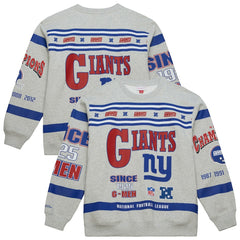 New York Giants All Over Print Vintage Fleece Crewneck Sweatshirt - Heather Gray Sweatshirts