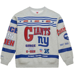 New York Giants All Over Print Vintage Fleece Crewneck Sweatshirt - Heather Gray Sweatshirts