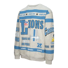 Detroit Lions All Over Print Vintage Fleece Crewneck Sweatshirt - Heather Gray Sweatshirts