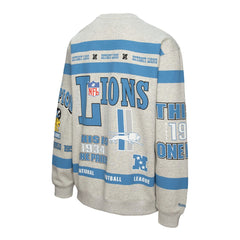 Detroit Lions All Over Print Vintage Fleece Crewneck Sweatshirt - Heather Gray Sweatshirts