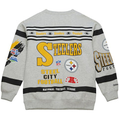 Pittsburgh Steelers All Over Print Vintage Fleece Crewneck Sweatshirt - Heather Gray Sweatshirts