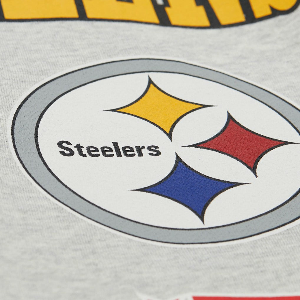 Pittsburgh Steelers All Over Print Vintage Fleece Crewneck Sweatshirt - Heather Gray Sweatshirts