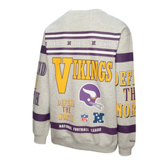 Minnesota Vikings All Over Print Vintage Fleece Crewneck Sweatshirt - Heather Gray Sweatshirts