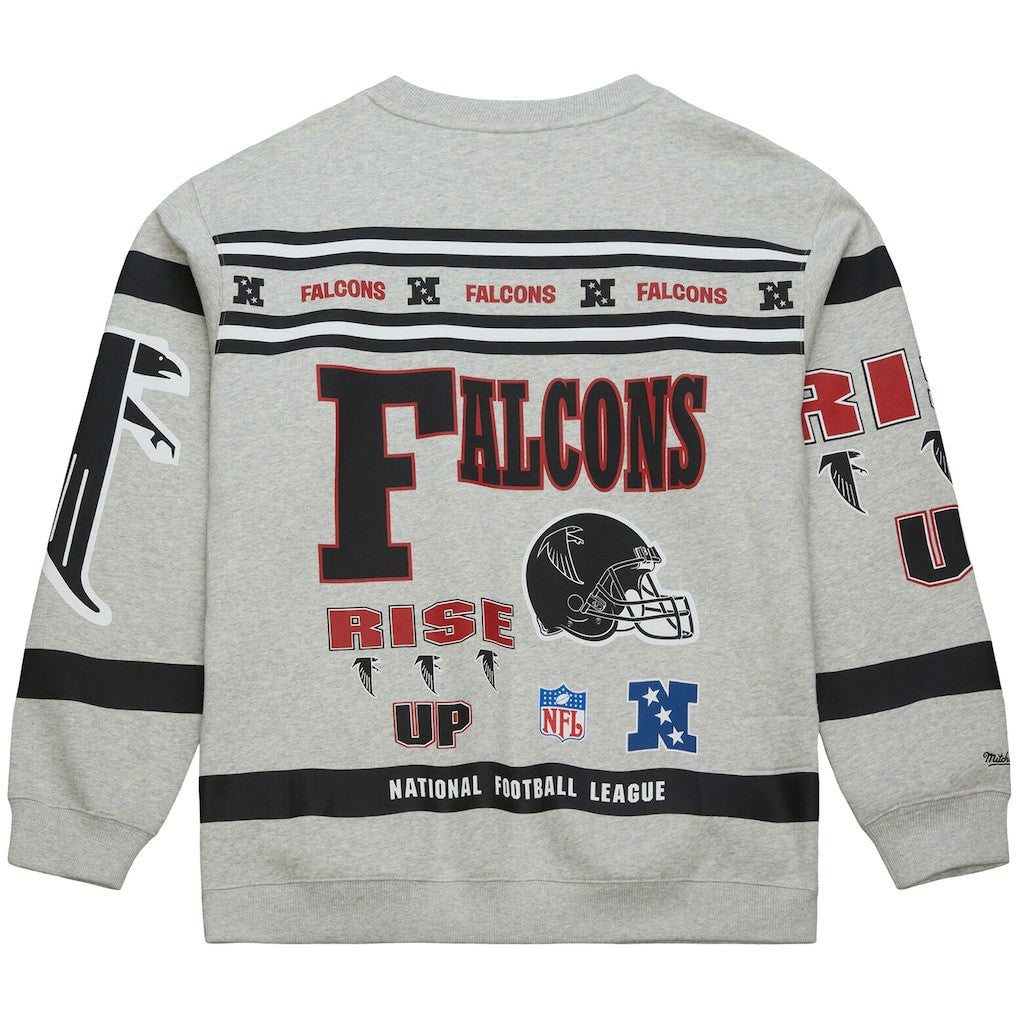 Atlanta Falcons All Over Print Vintage Fleece Crewneck Sweatshirt - Heather Gray Sweatshirts