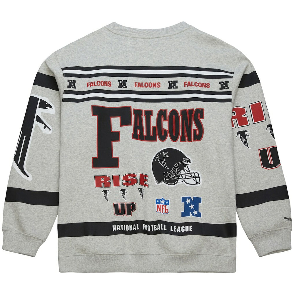 Atlanta Falcons All Over Print Vintage Fleece Crewneck Sweatshirt - Heather Gray Sweatshirts