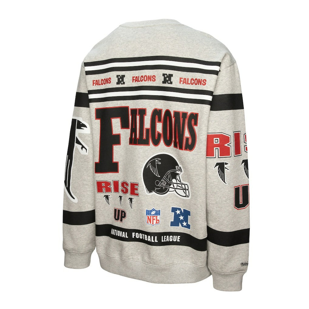Atlanta Falcons All Over Print Vintage Fleece Crewneck Sweatshirt - Heather Gray Sweatshirts