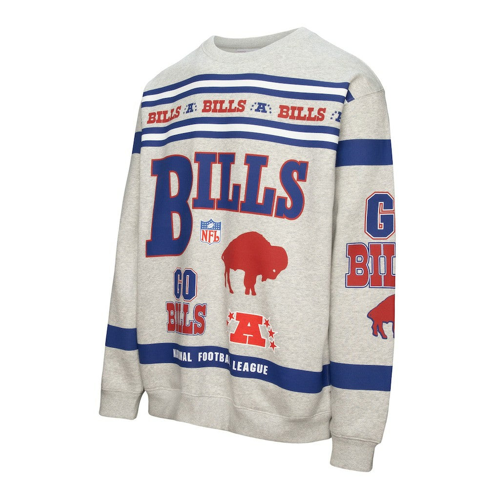 Buffalo Bills All Over Print Vintage Fleece Crewneck Sweatshirt - Heather Gray Sweatshirts