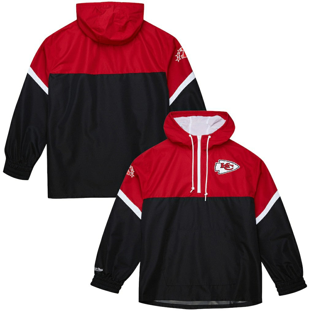 Kansas City Chiefs Tie Breaker Vintage Logo Lightweight Anorak Half-Zip Windbreaker - Red/Black Windbreaker
