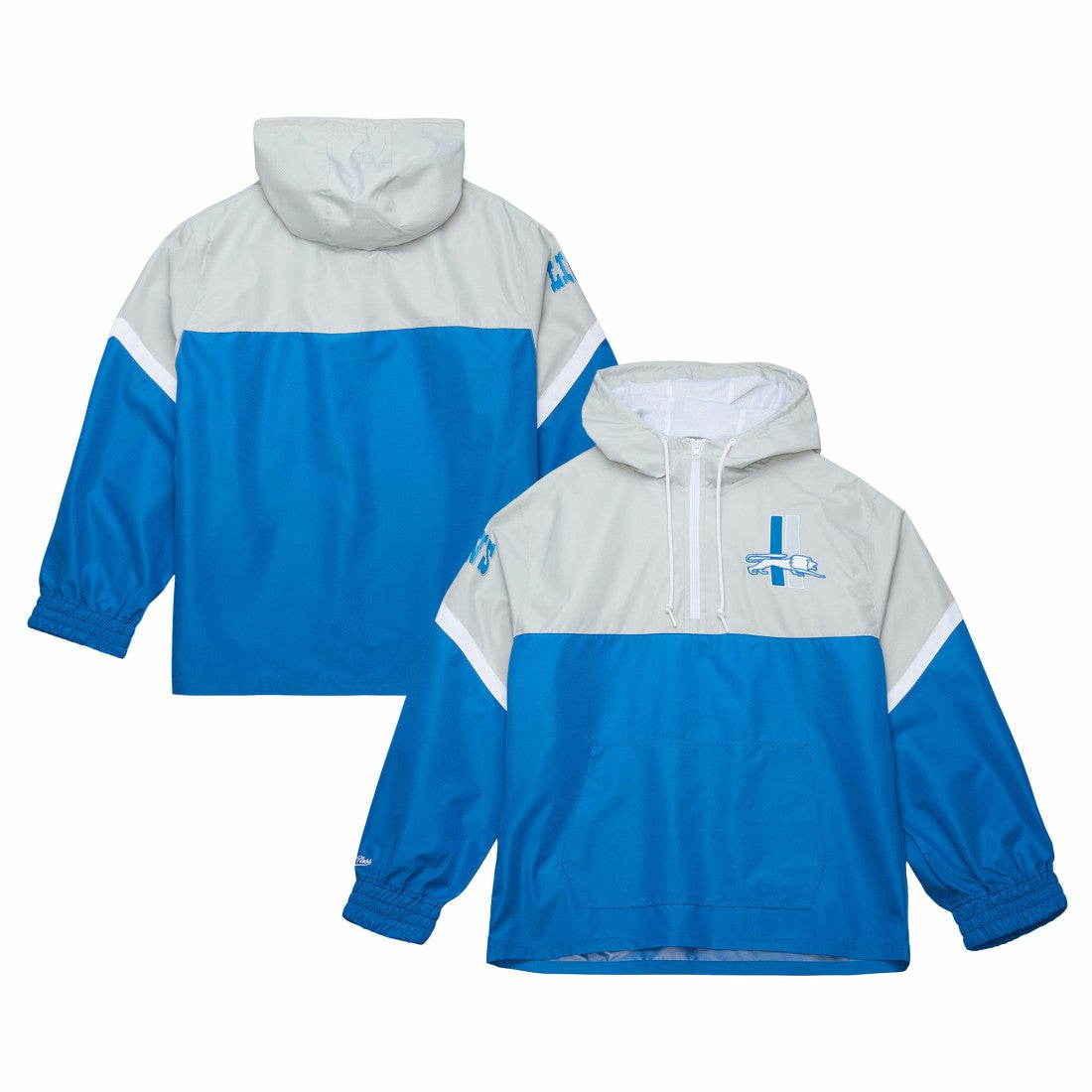 Detroit Lions Tie Breaker Vintage Logo Lightweight Anorak Half-Zip Windbreaker - Silver/Blue Windbreaker