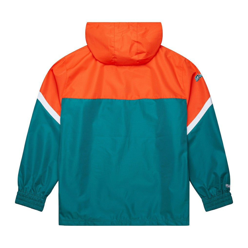 Miami Dolphins Tie Breaker Vintage Logo Lightweight Anorak Half-Zip Windbreaker - Orange/Aqua Windbreaker