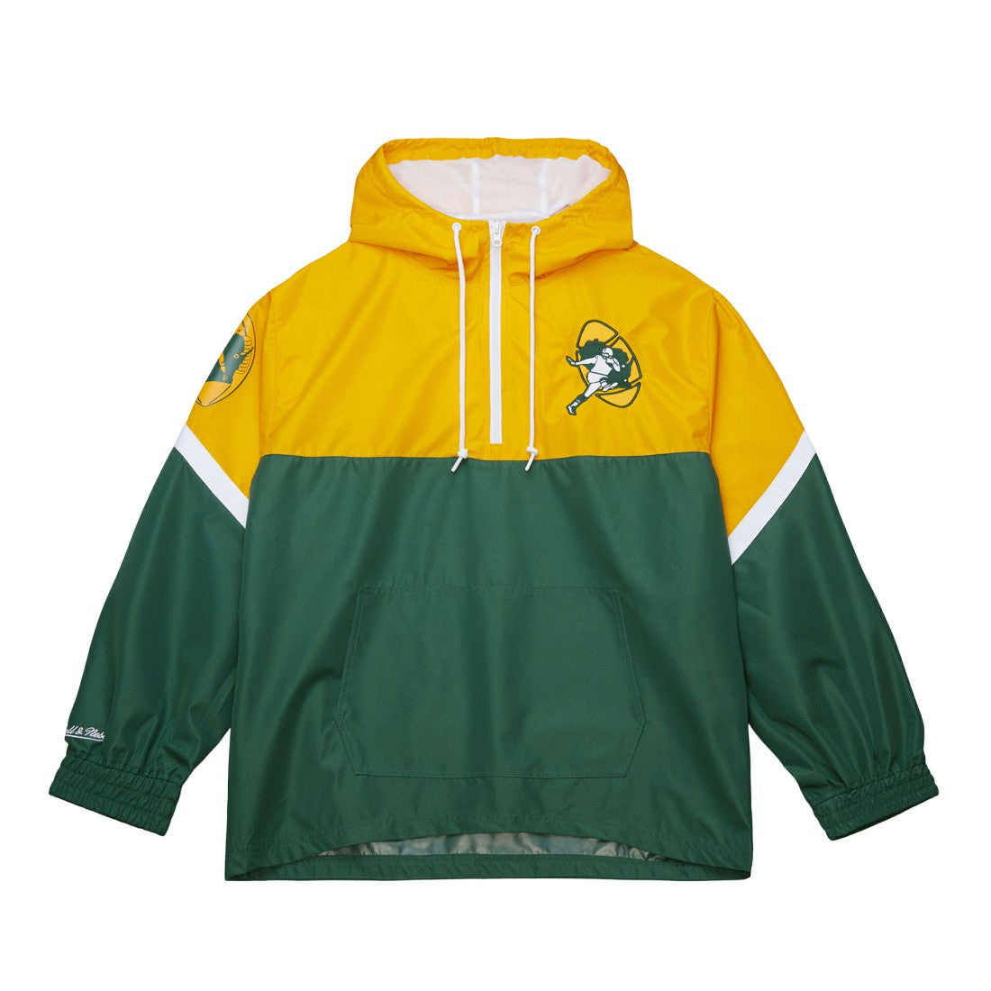 Green Bay Packers Tie Breaker Vintage Logo Lightweight Anorak Half-Zip Windbreaker - Gold/Green Windbreaker