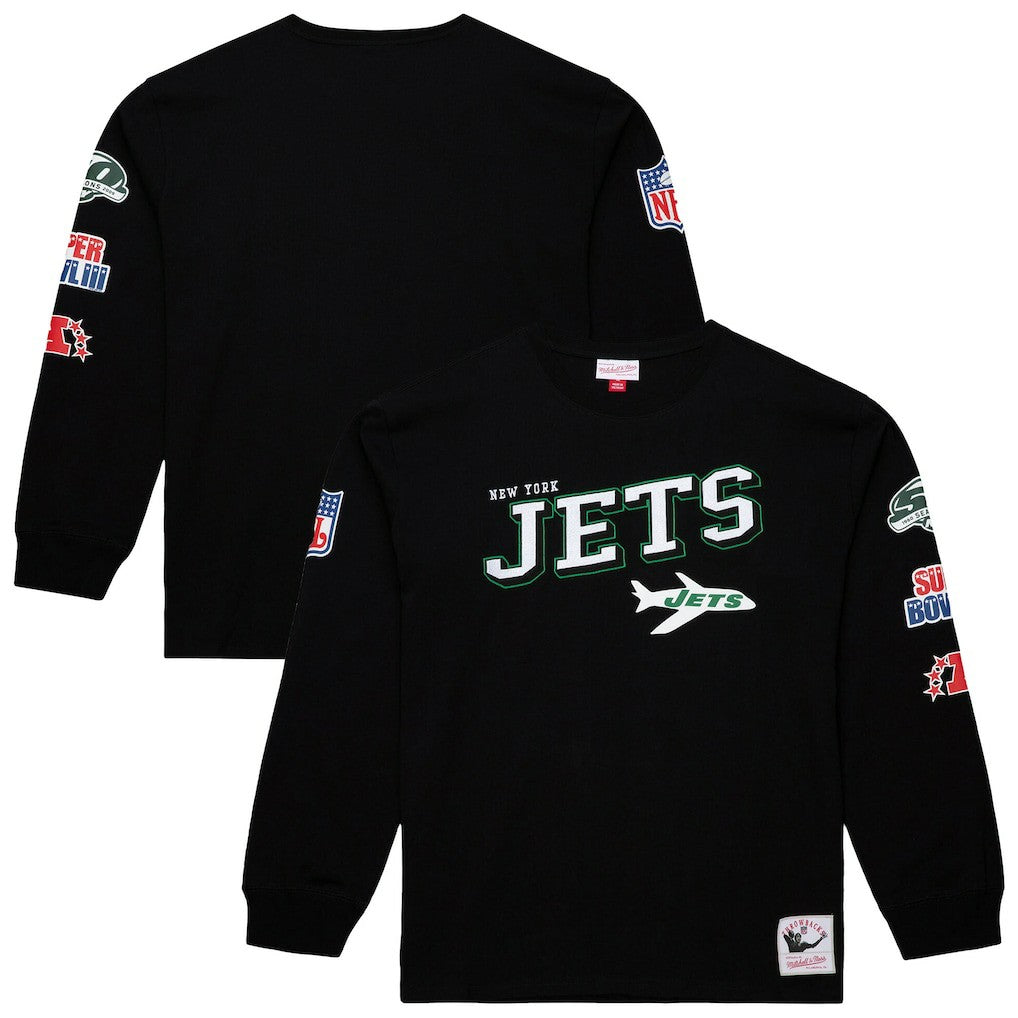 New York Jets Training Camp Vintage Logos Long Sleeve T-Shirt - Black T-shirts