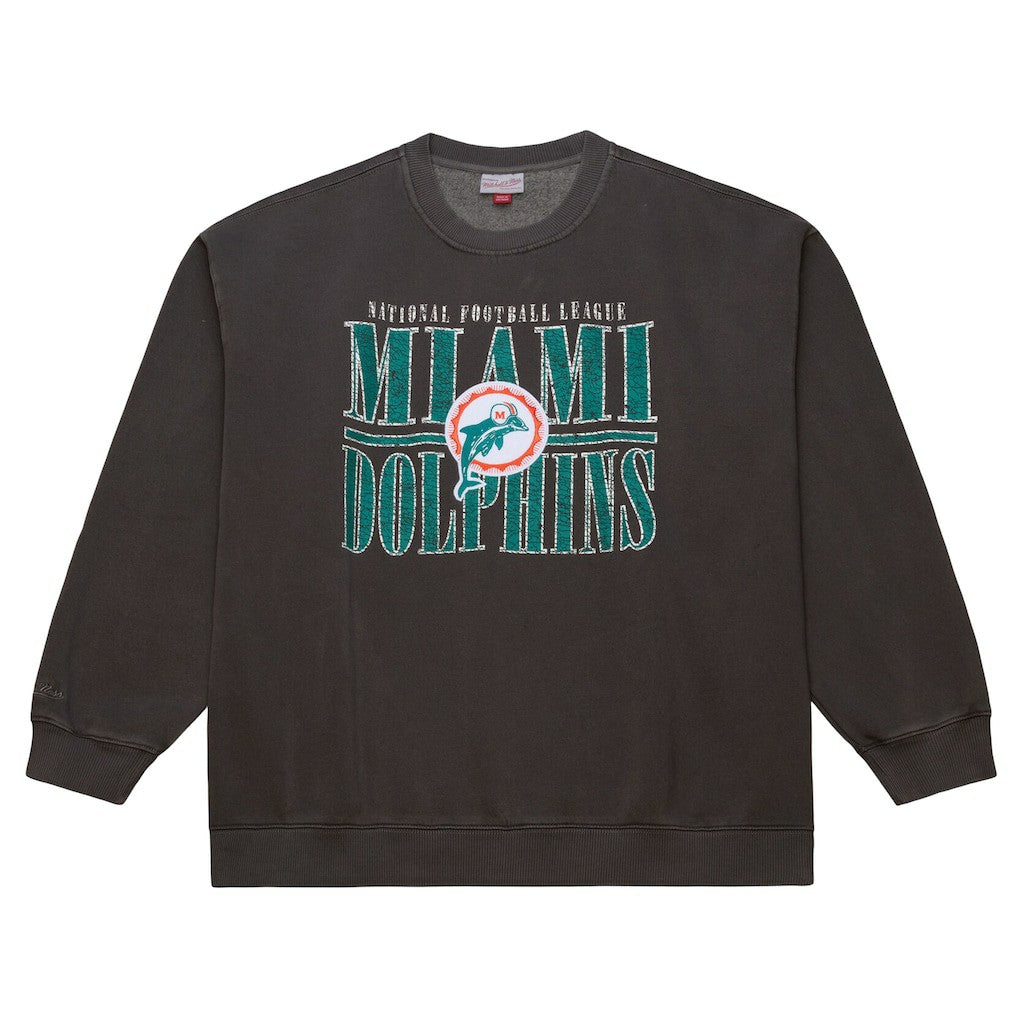 Miami Dolphins Downtown Crew Vintage Logo Sweatshirt - Black Sweatshirts