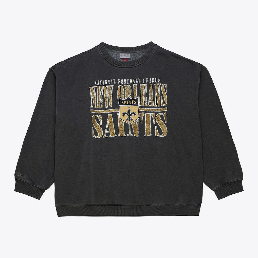 New Orleans Saints Downtown Crew Vintage Logo Sweatshirt - Black Sweatshirts