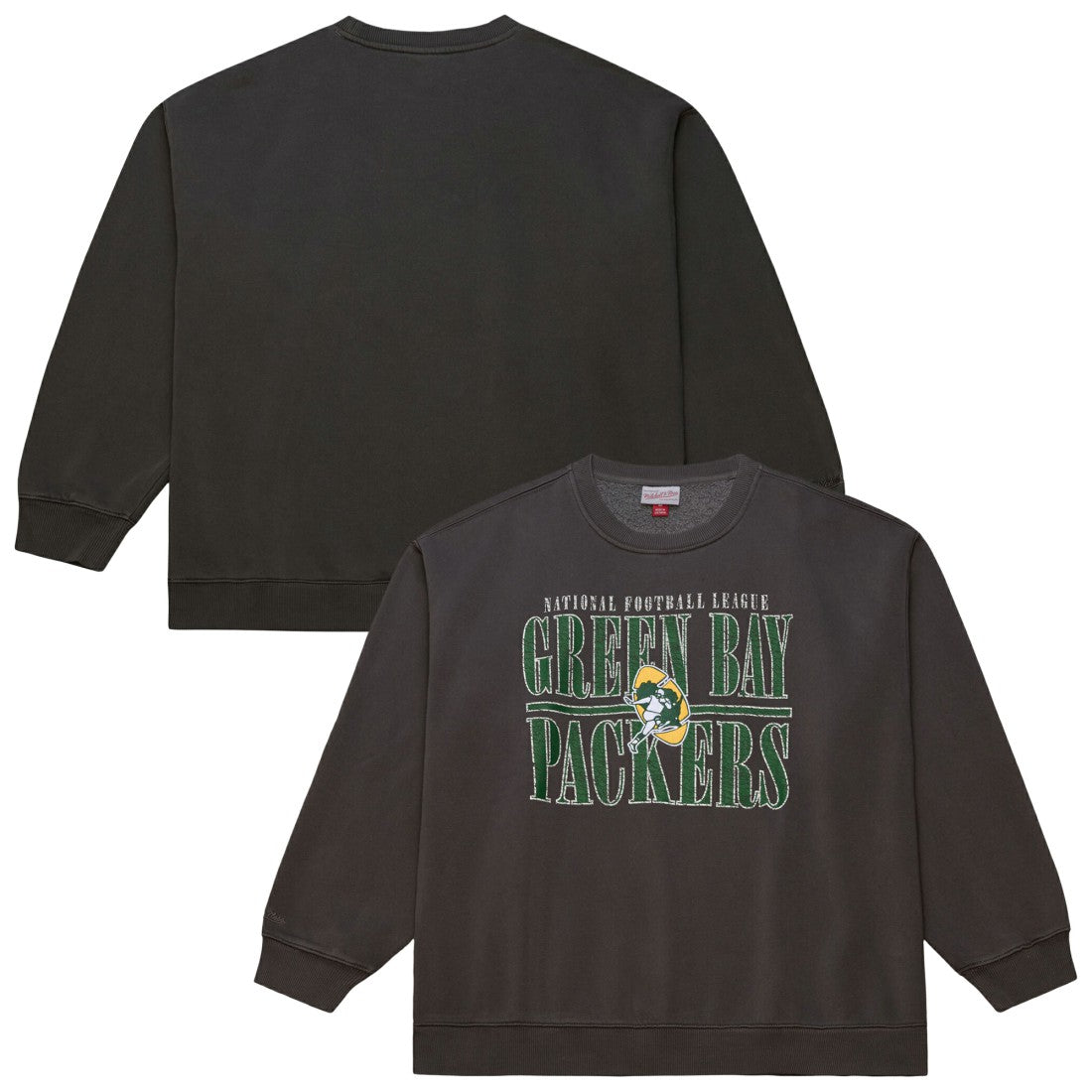 Green Bay Packers Downtown Crew Vintage Logo Sweatshirt - Black Sweatshirts