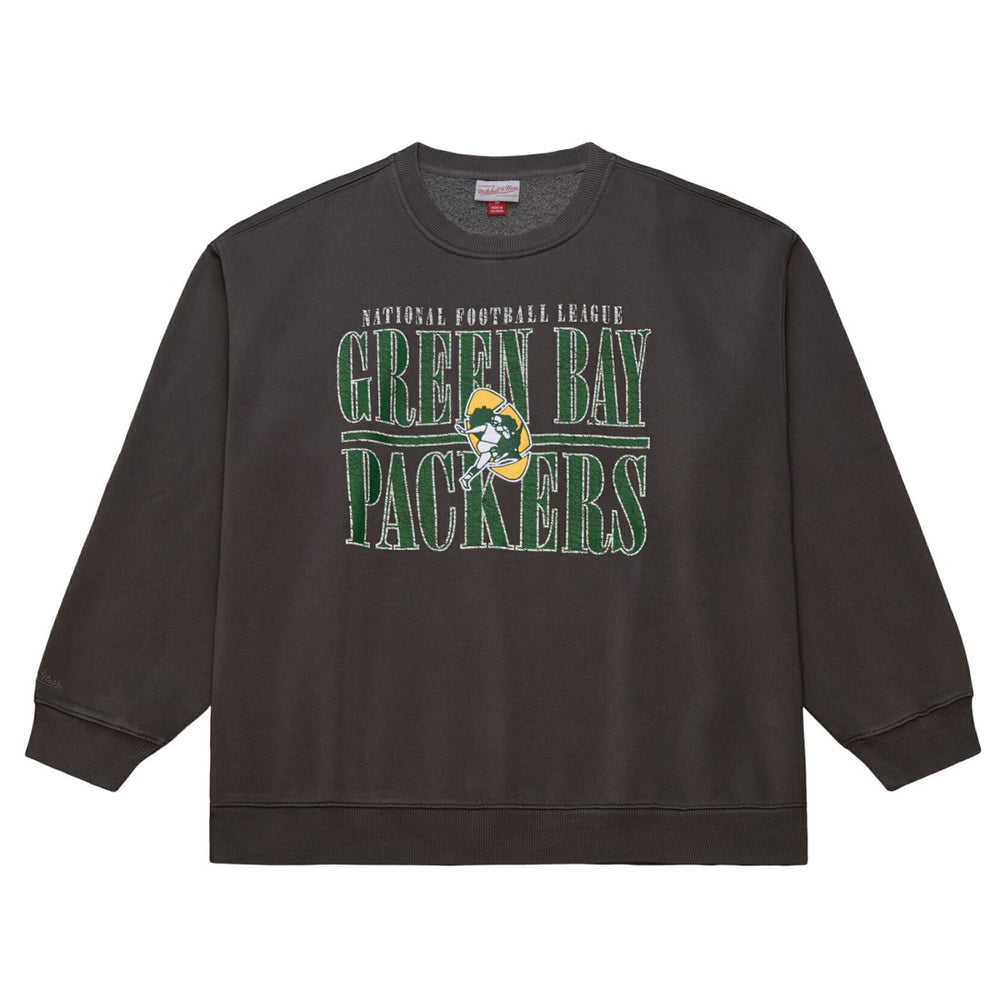 Green Bay Packers Downtown Crew Vintage Logo Sweatshirt - Black Sweatshirts