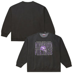 Minnesota Vikings Downtown Crew Vintage Logo Sweatshirt - Black Sweatshirts