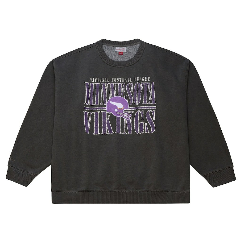 Minnesota Vikings Downtown Crew Vintage Logo Sweatshirt - Black Sweatshirts